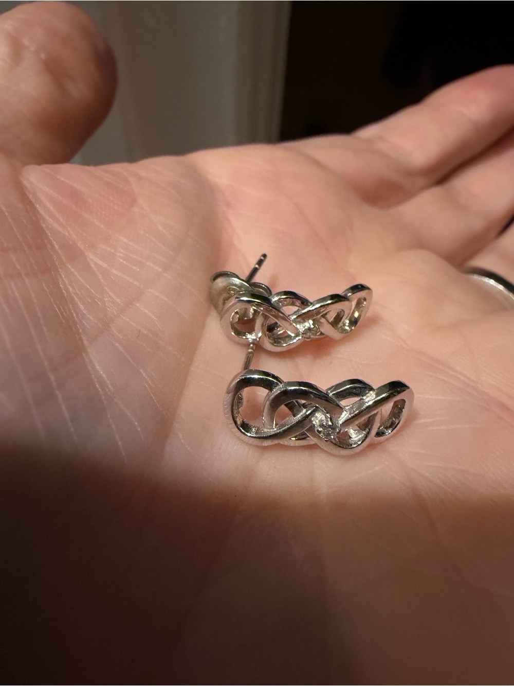 Sterling Silver Infinity Knot Stud Earrings - Silver